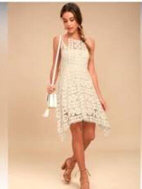 Free People Just Like Honey Handkerchief Floral Lace Spaghetti-Strap Women Dress